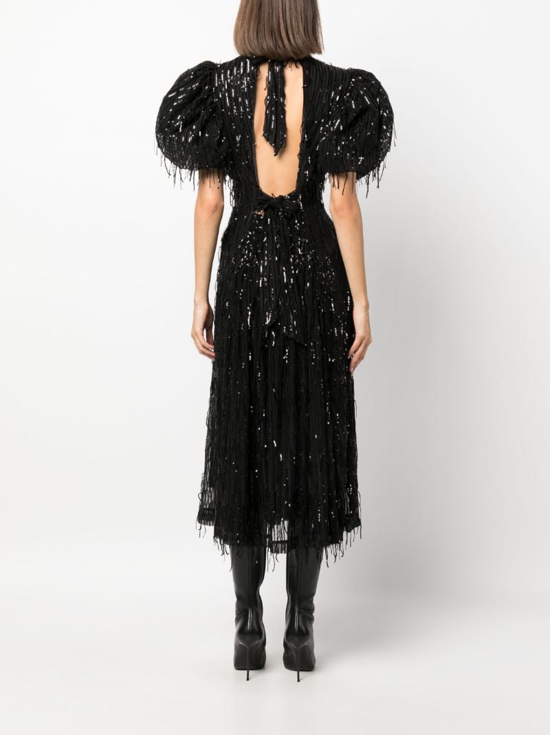 Black Sequin Midi Puff Dress