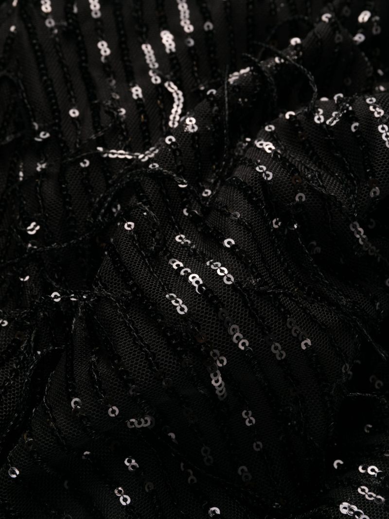 Black Sequin Midi Puff Dress