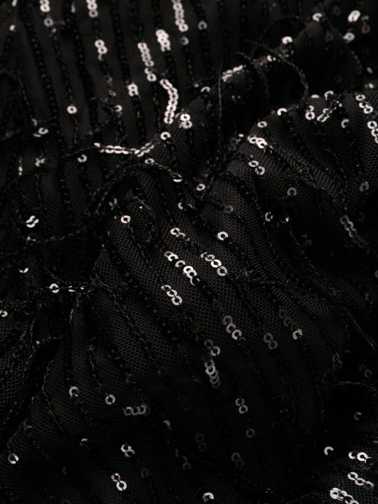 Black Sequin Midi Puff Dress