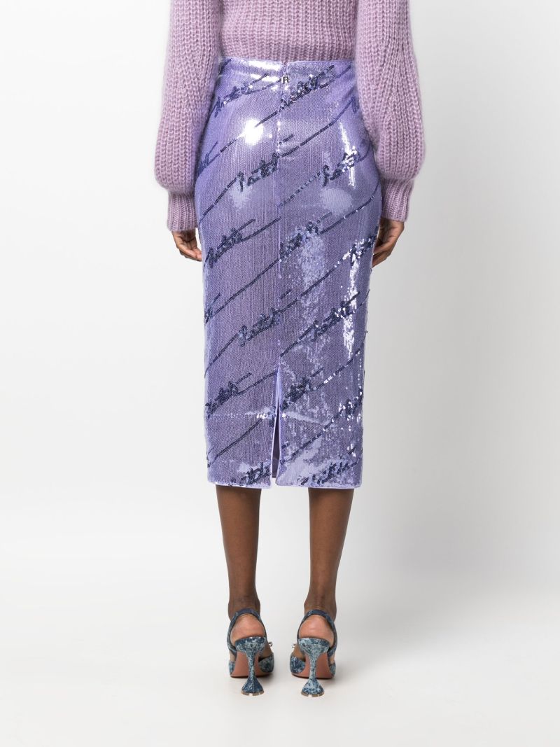 Purple Sequinned Midi Skirt