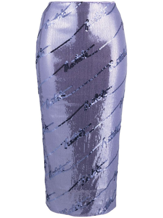 Purple Sequinned Midi Skirt