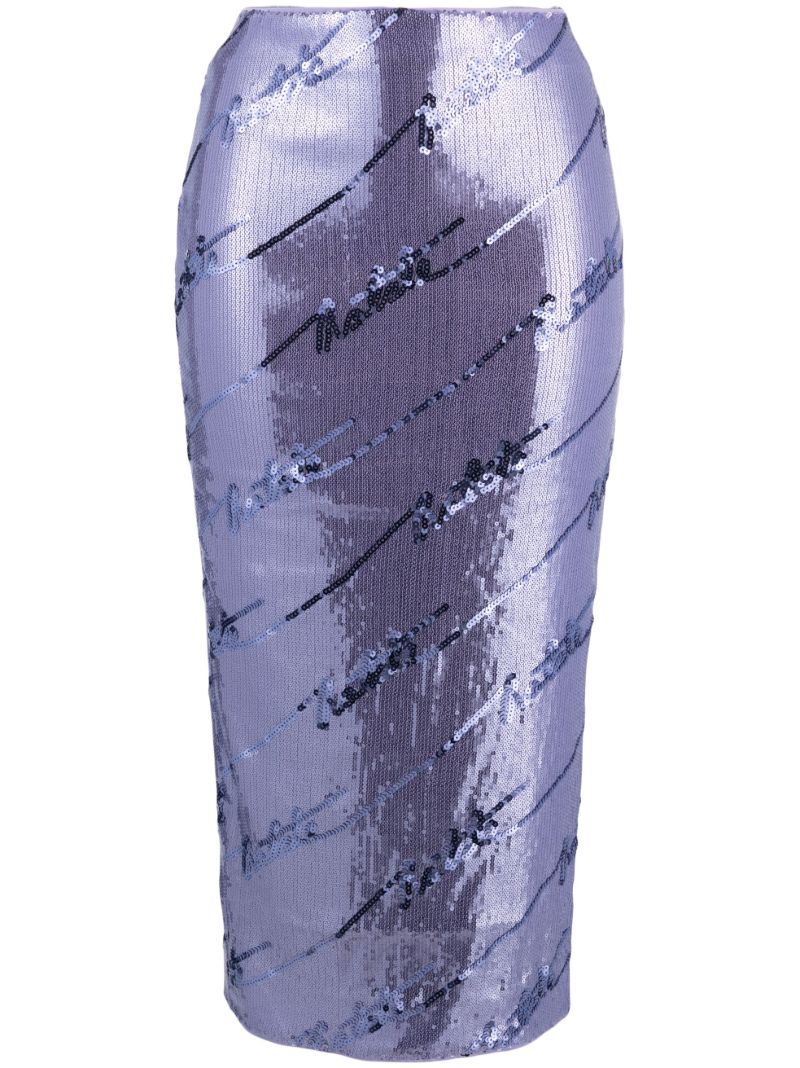 Purple Sequinned Midi Skirt