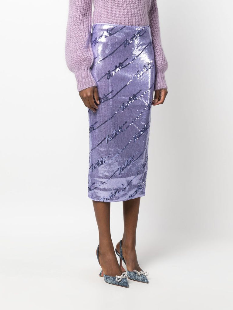 Purple Sequinned Midi Skirt
