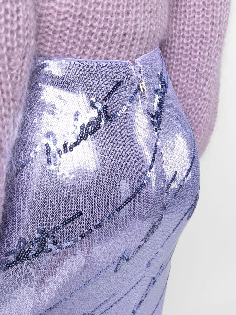 Purple Sequinned Midi Skirt