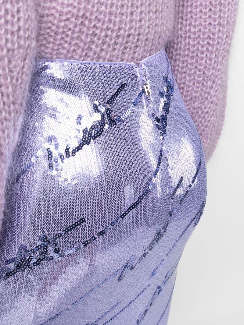 Purple Sequinned Midi Skirt