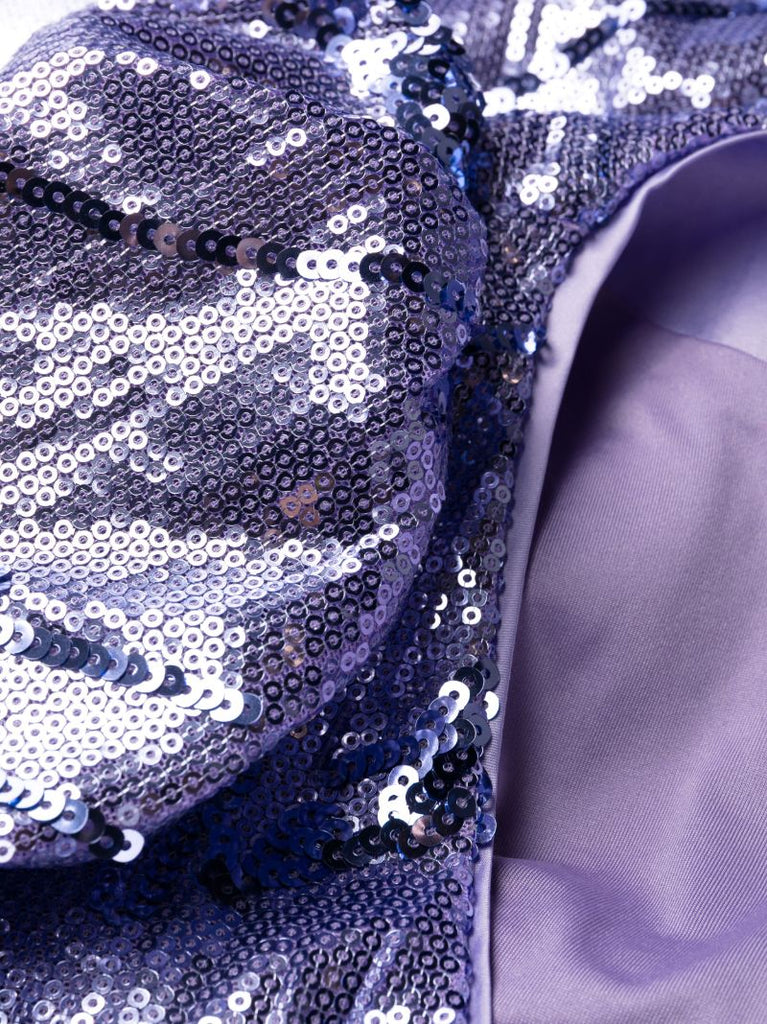 Purple Sequins Wrap Midi Dress