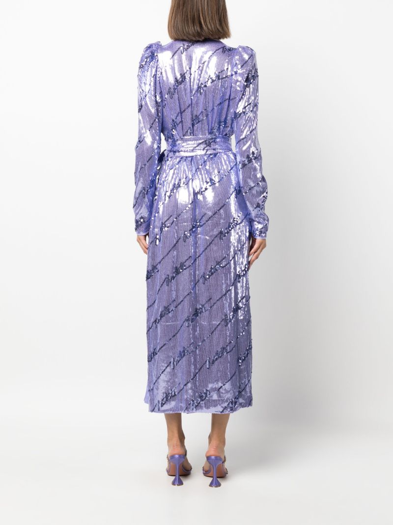 Purple Sequins Wrap Midi Dress