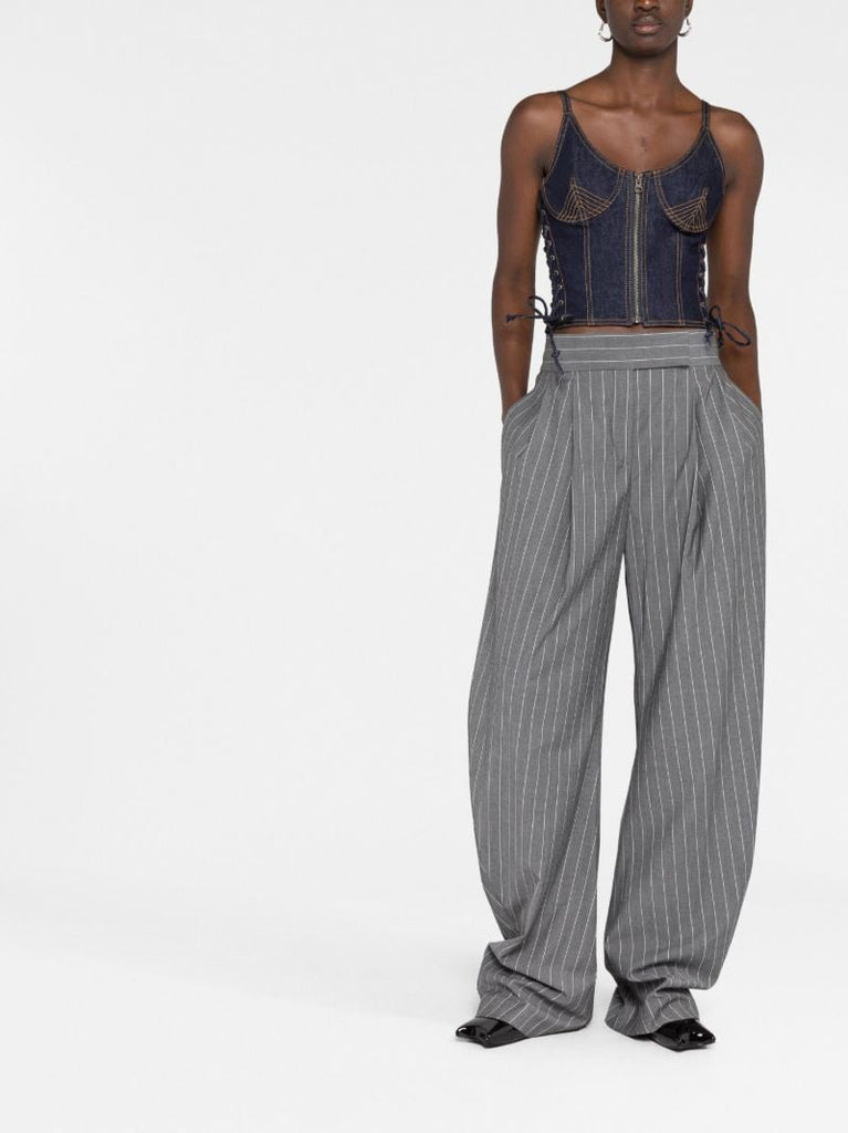 Blue Lace-up Denim Corset