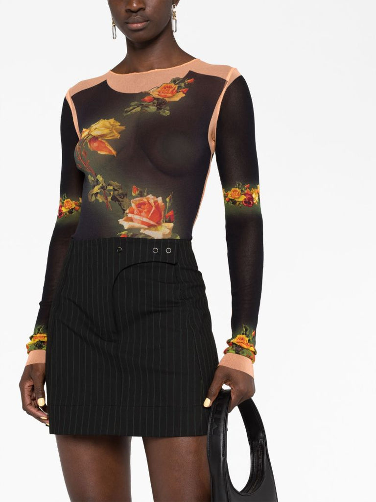 Black Fleurs Petit Grand Print Crop Top