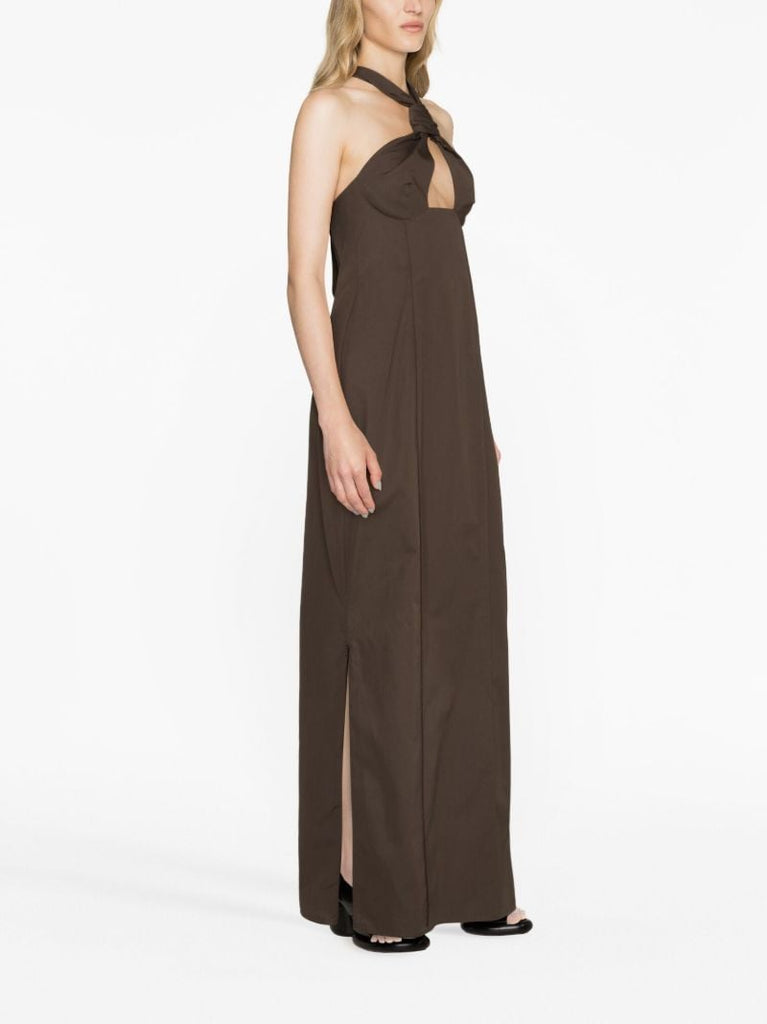 Brown Halterneck Maxi Dress