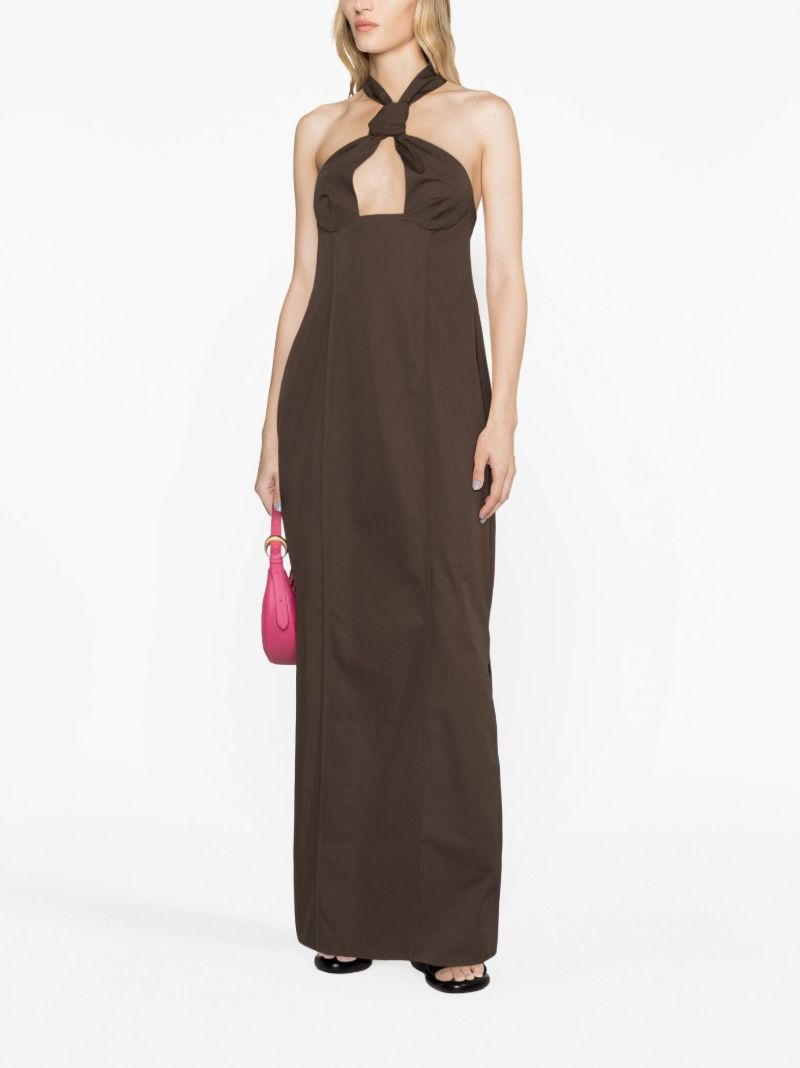 Brown Halterneck Maxi Dress