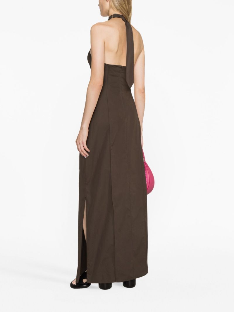 Brown Halterneck Maxi Dress