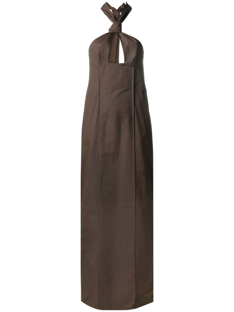 Brown Halterneck Maxi Dress
