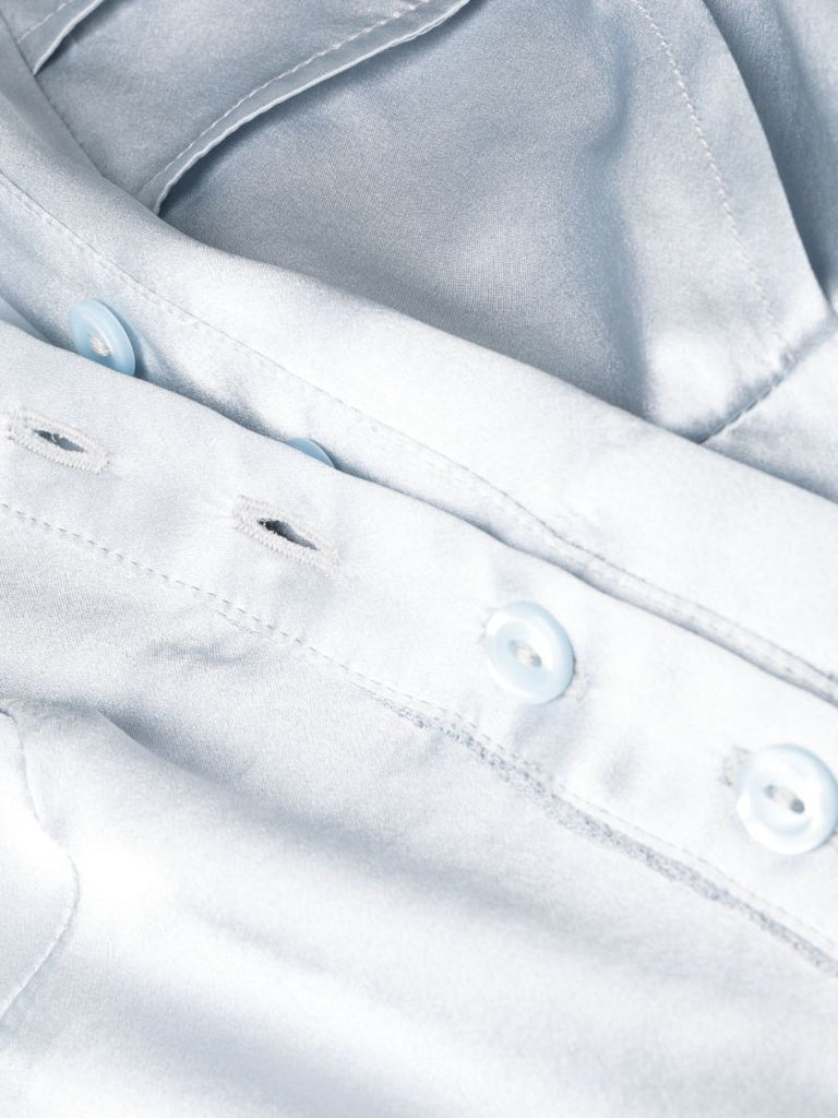 Blue Draped-panel Silk Shirt