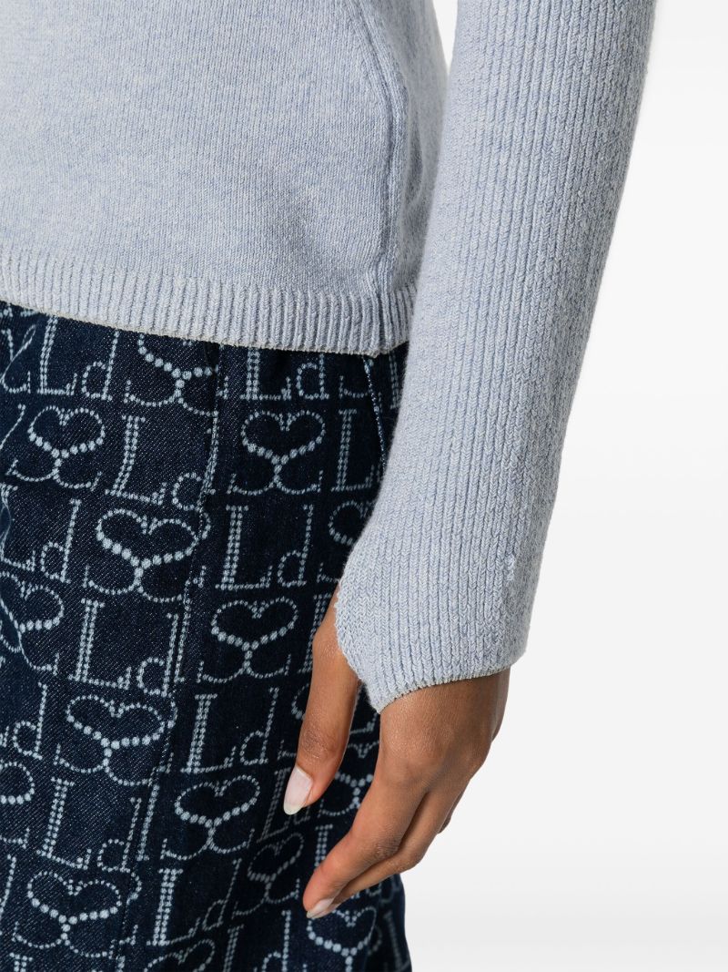 Blue Draped-panel Knit Sweater