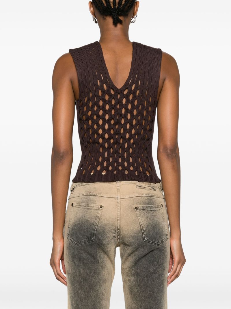 Brown Squiggle Open-knit Top