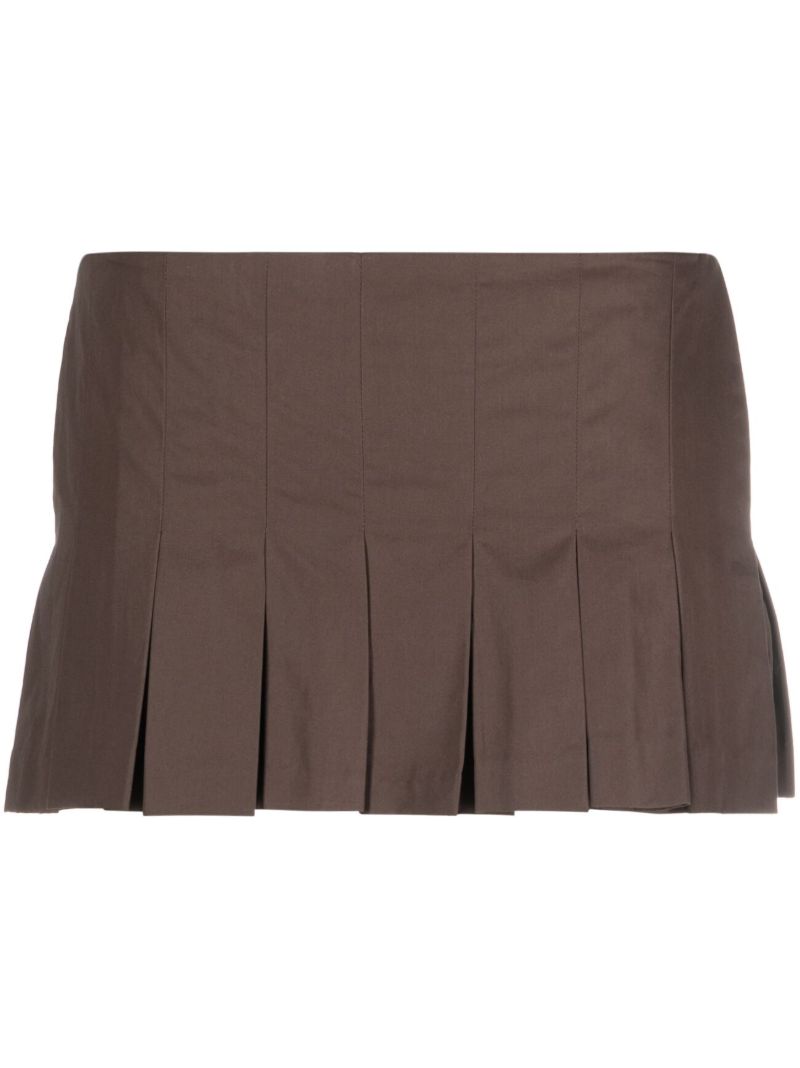 Brown Pleated Culotte Mini Shorts