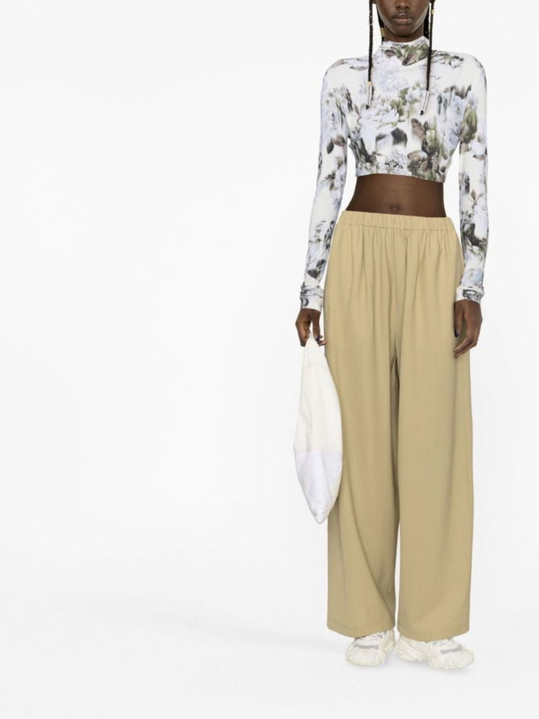 Beige Wide-leg Trousers
