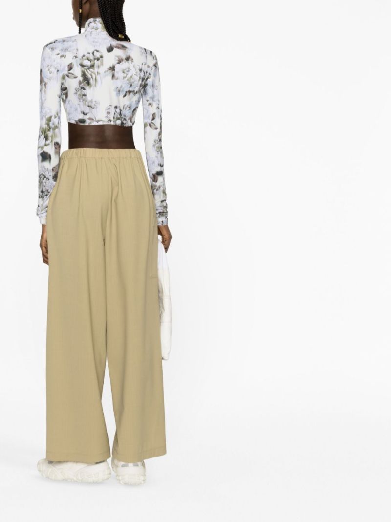 Beige Wide-leg Trousers
