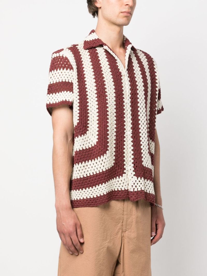 White Flagship Striped Crochet Shirt