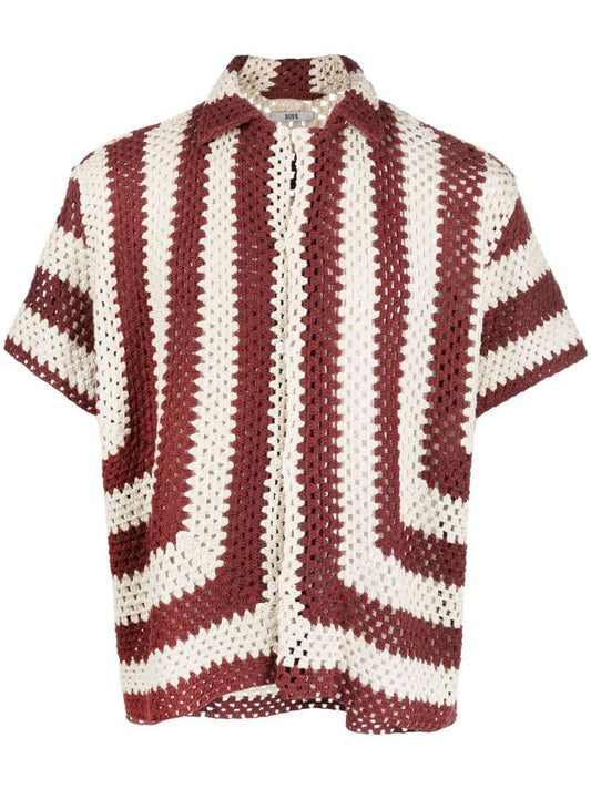 White Flagship Striped Crochet Shirt