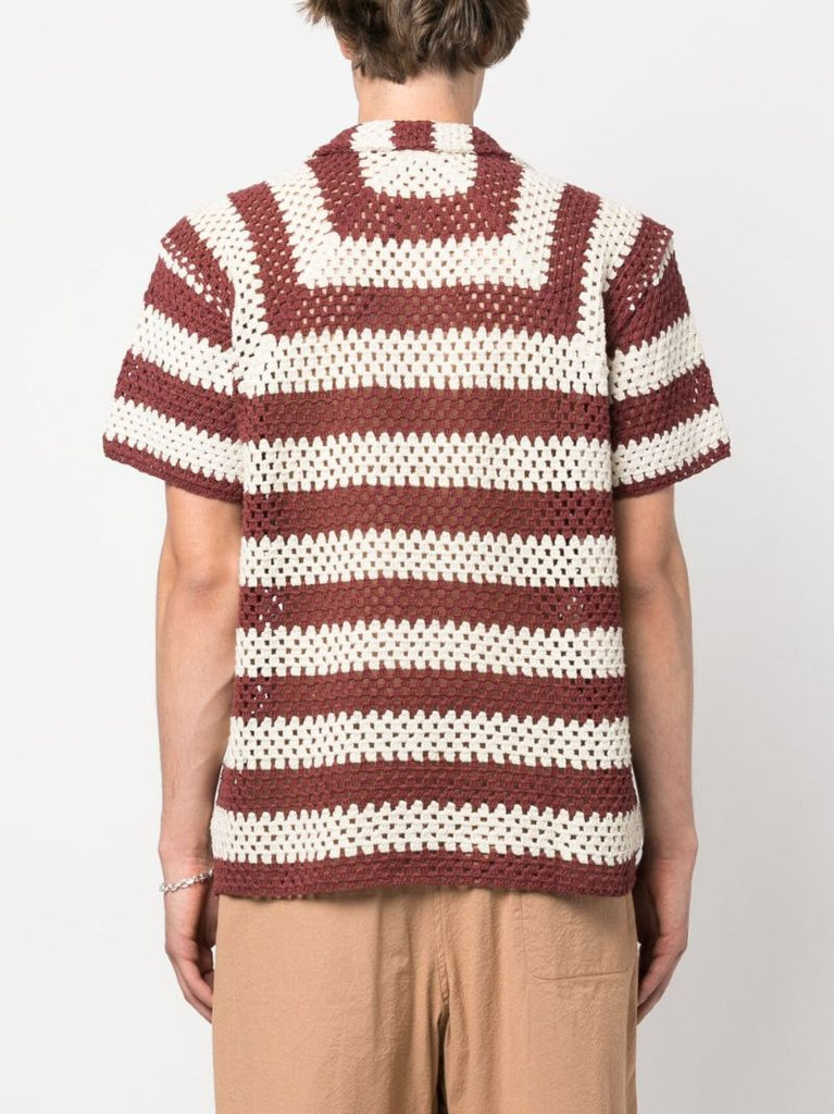 White Flagship Striped Crochet Shirt