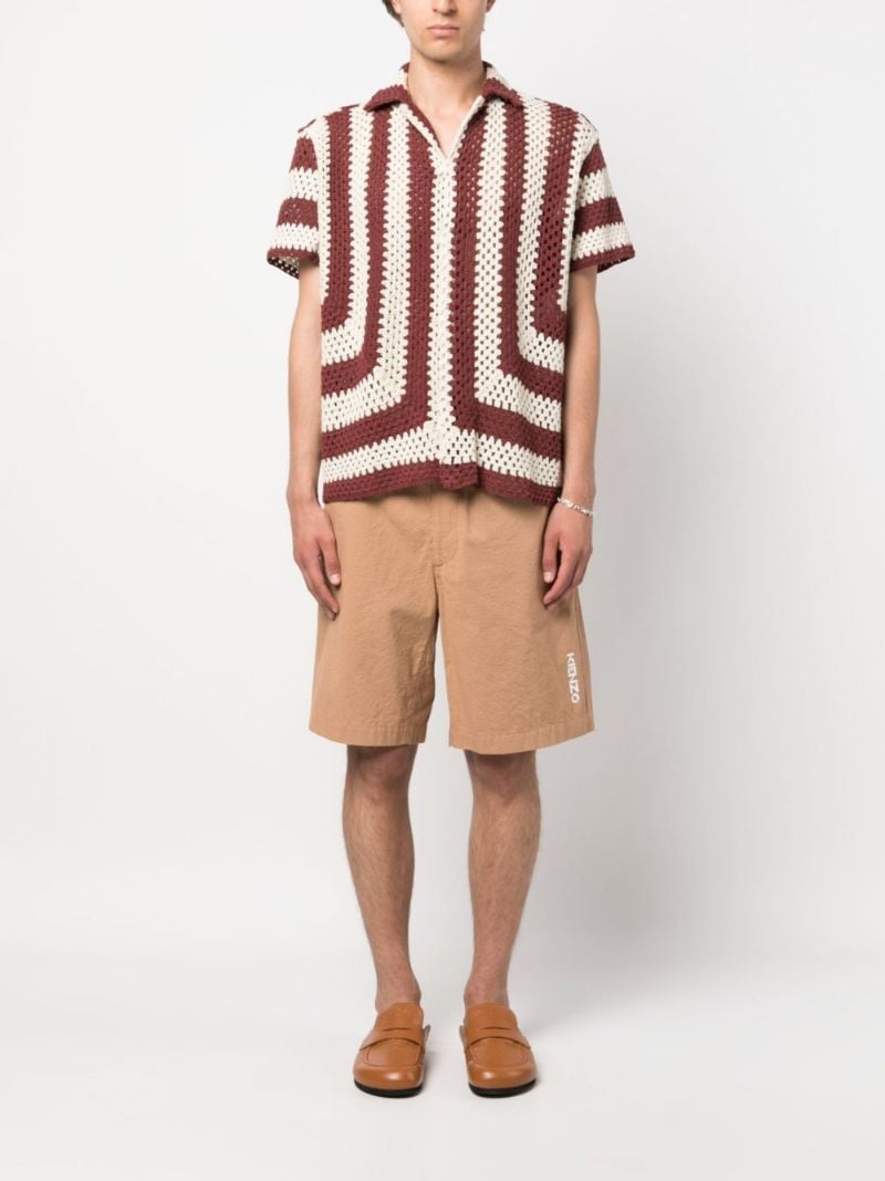 White Flagship Striped Crochet Shirt