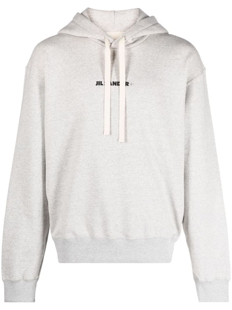 Grey + Logo-print Hoodie