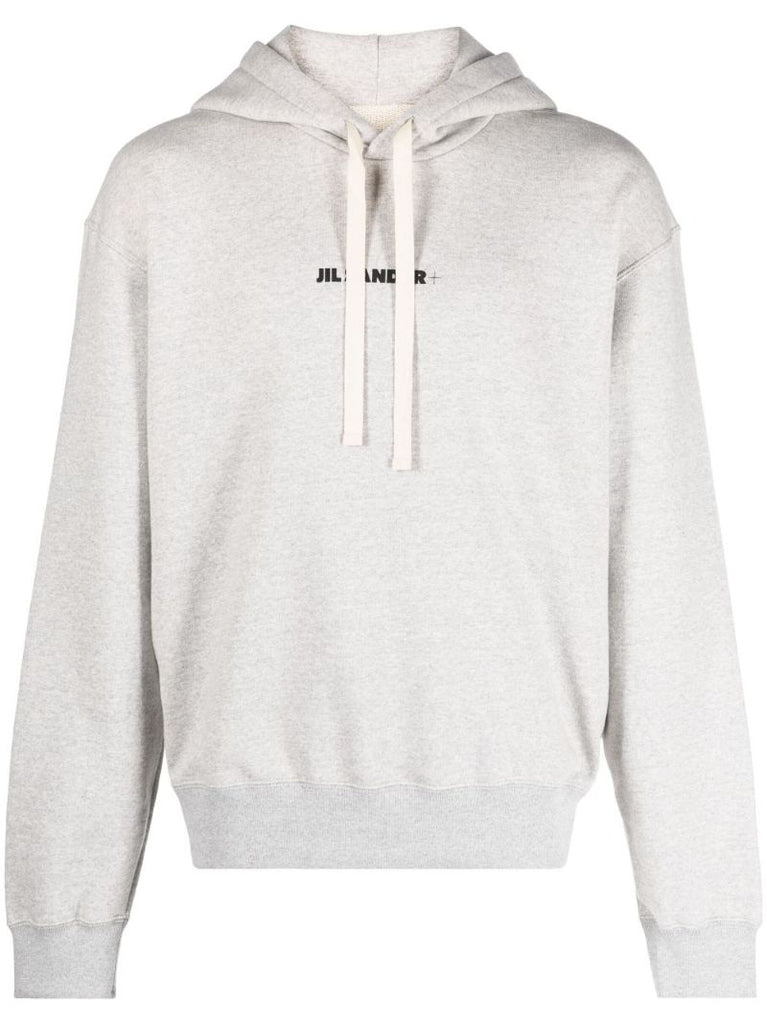 Grey + Logo-print Hoodie