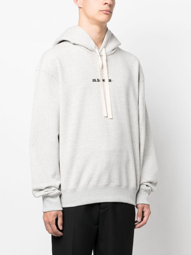 Grey + Logo-print Hoodie