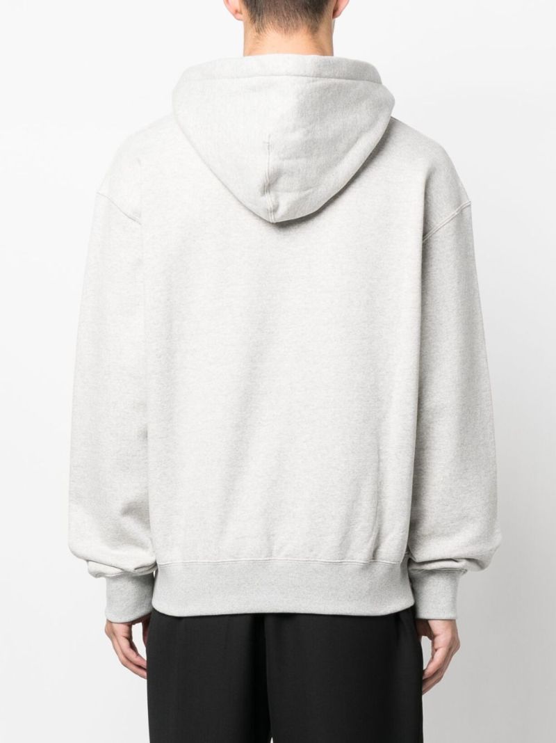 Grey + Logo-print Hoodie