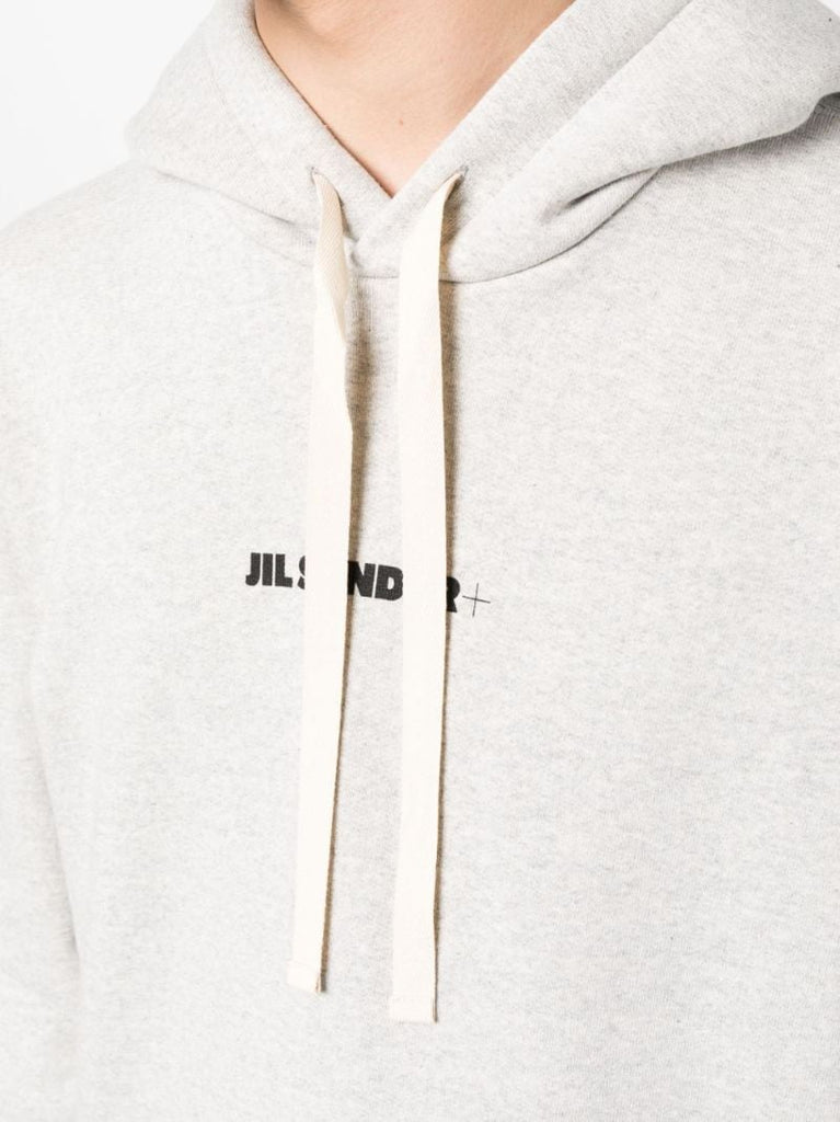 Grey + Logo-print Hoodie