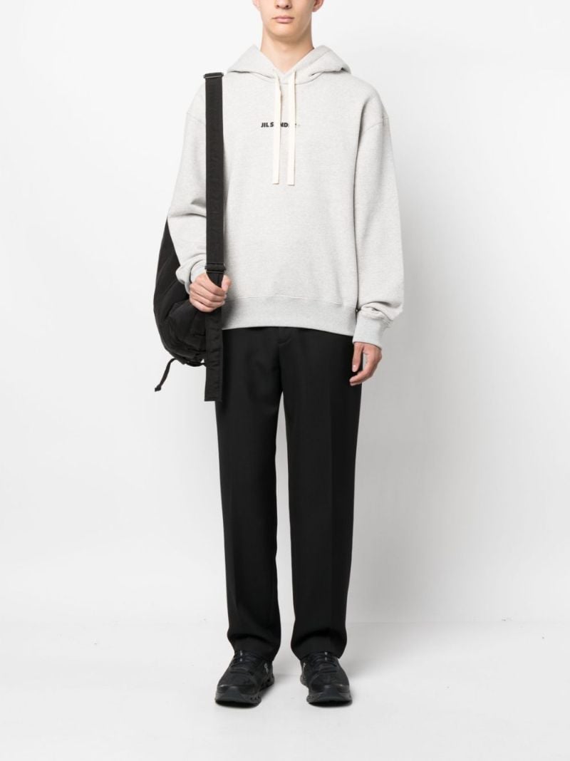 Grey + Logo-print Hoodie