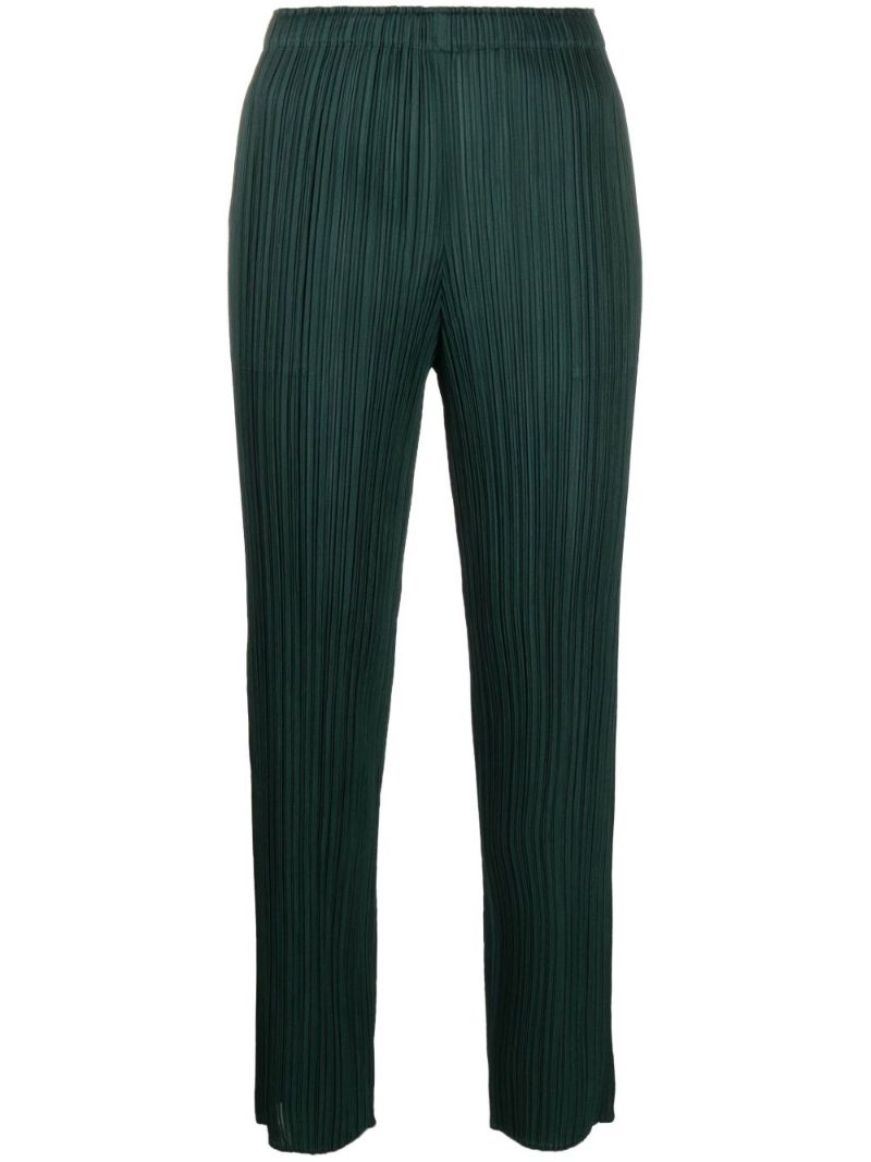 Pleated Cropped Slim-fit Trousers