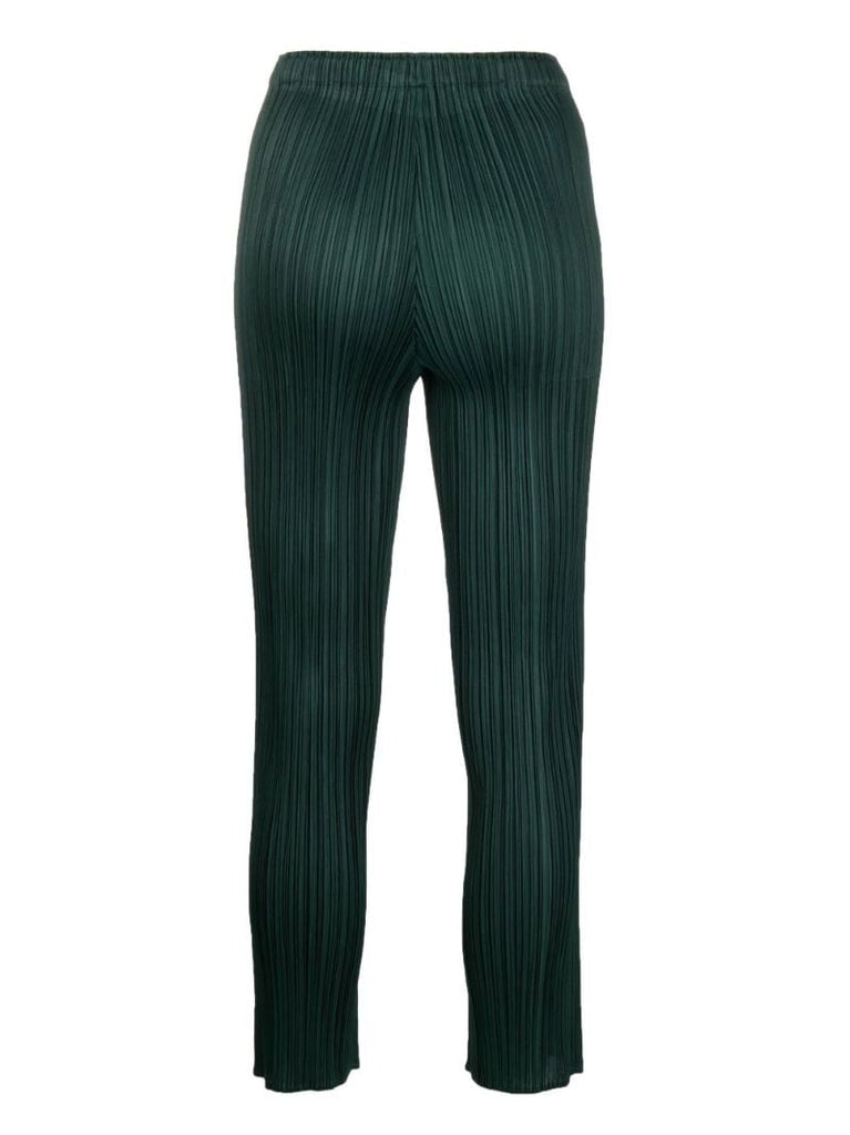 Green PlissÃ_x0083_Â© Cropped Trousers