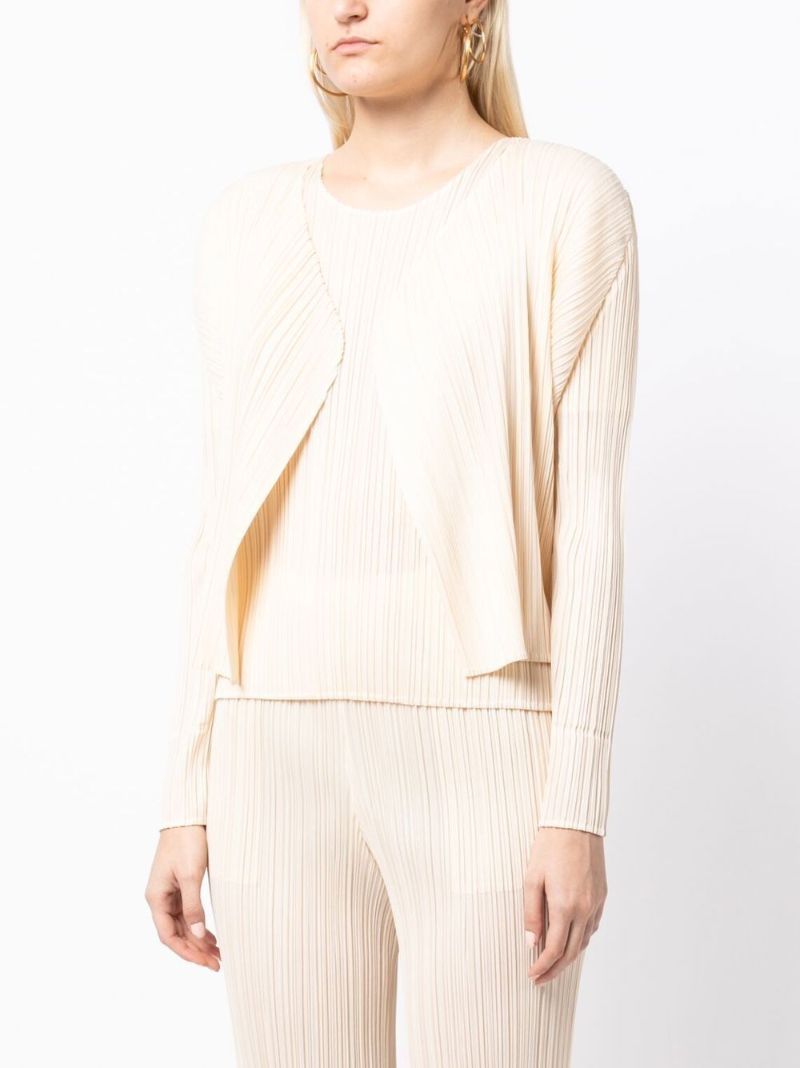 Neutral Pleated Cropped Jacket