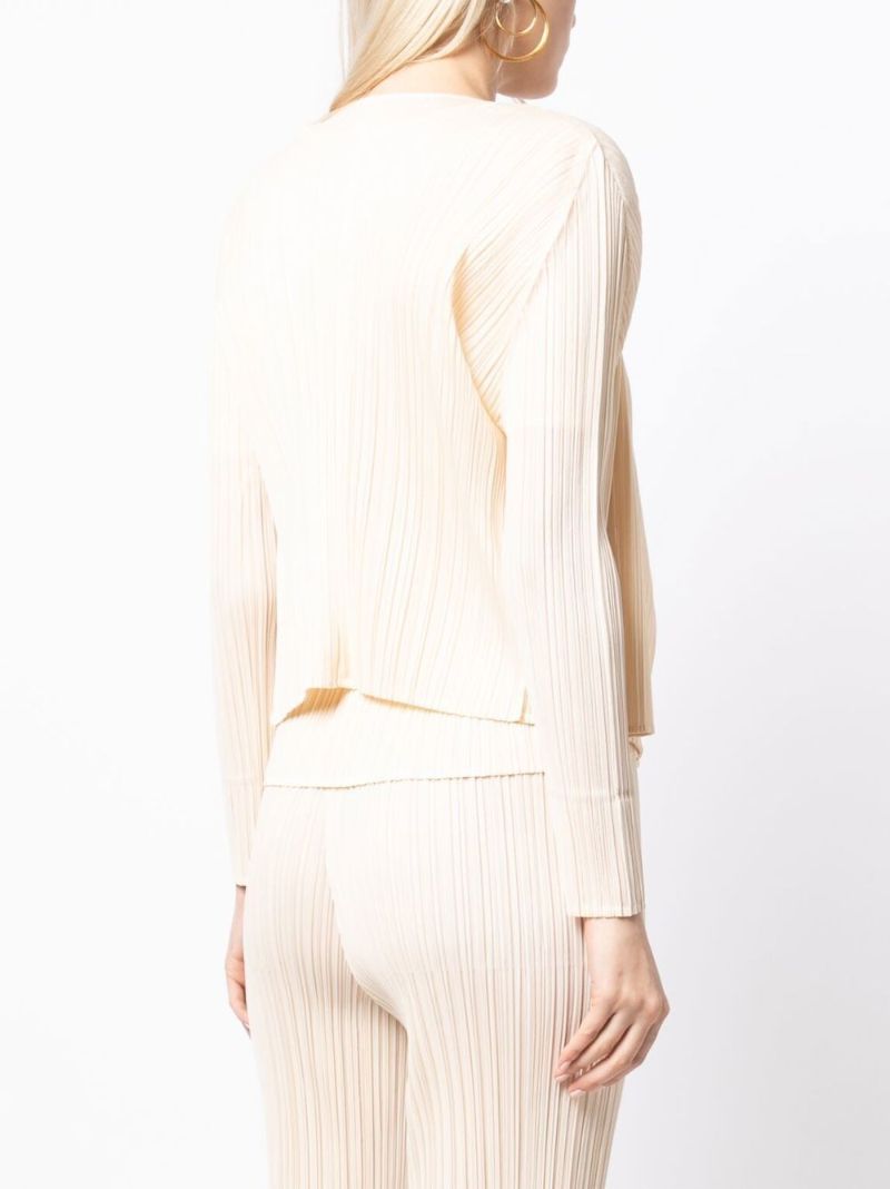 Neutral Pleated Cropped Jacket