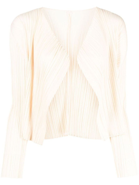 Neutral Pleated Cropped Jacket