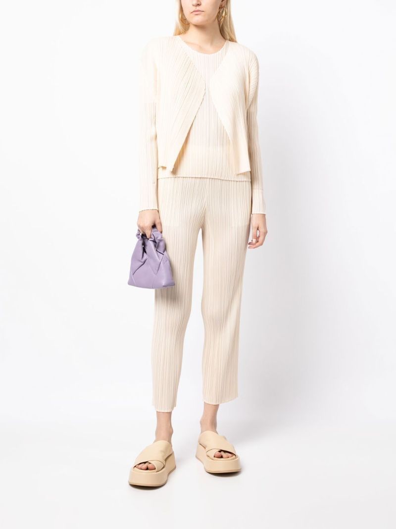 Neutral Pleated Cropped Jacket
