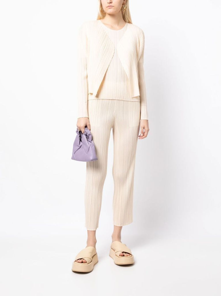 Neutral Pleated Cropped Jacket