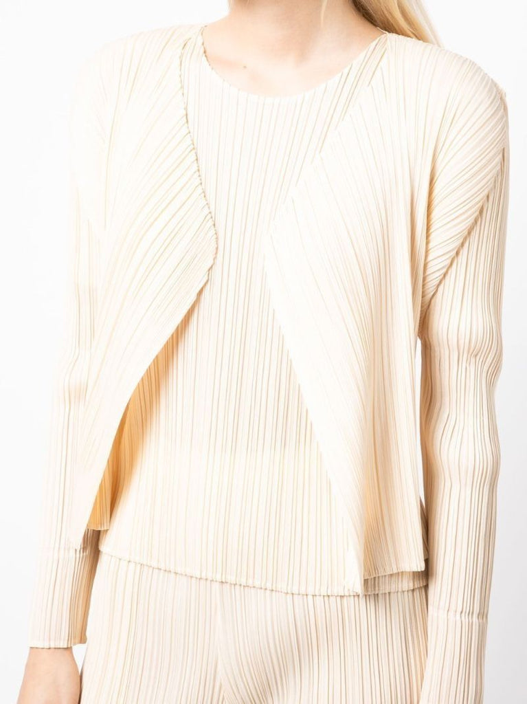 Neutral Pleated Cropped Jacket