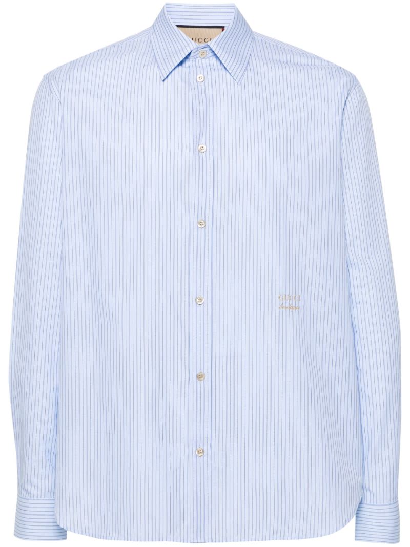 Blue Logo Embroidered Striped Shirt