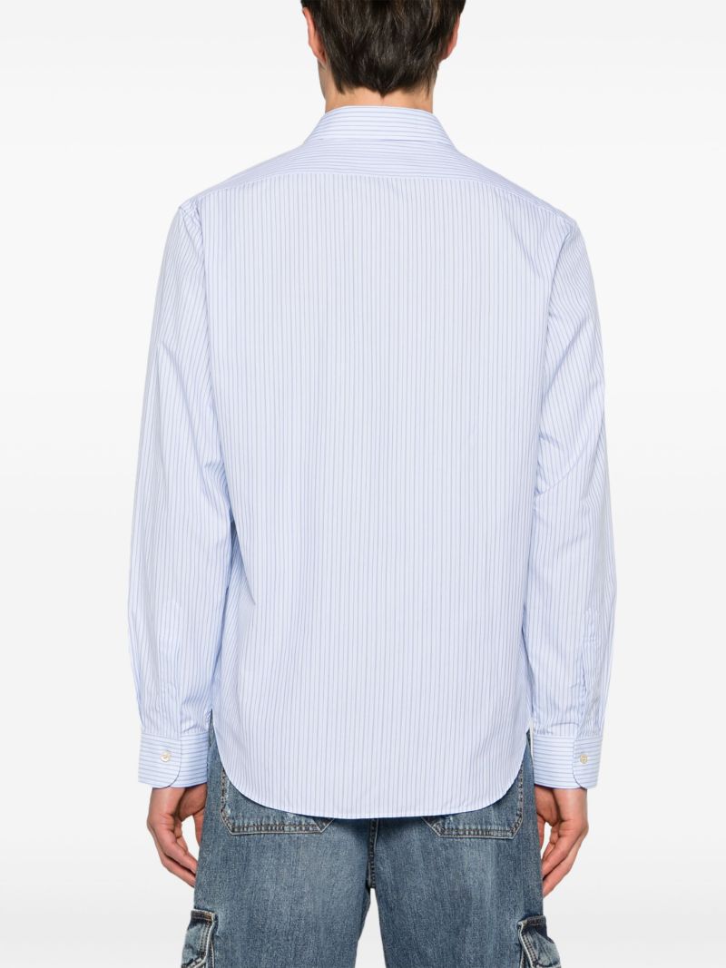 Blue Logo Embroidered Striped Shirt