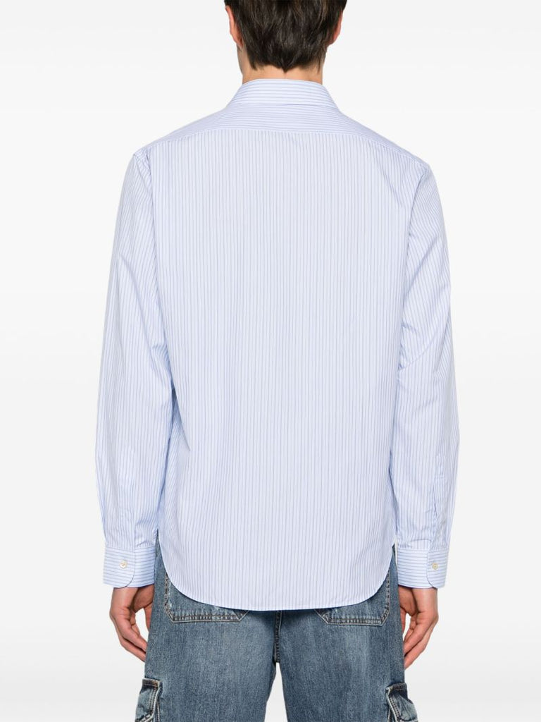 Blue Logo Embroidered Striped Shirt
