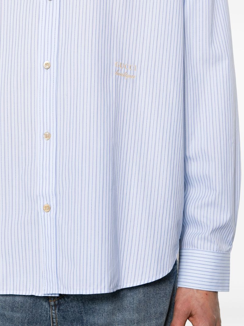 Blue Logo Embroidered Striped Shirt