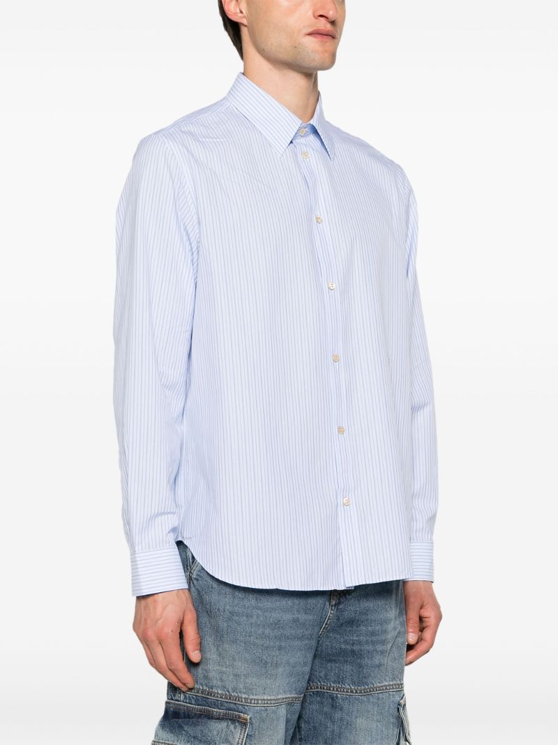 Blue Logo Embroidered Striped Shirt