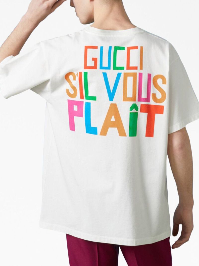 White Slogan-print Cotton T-shirt