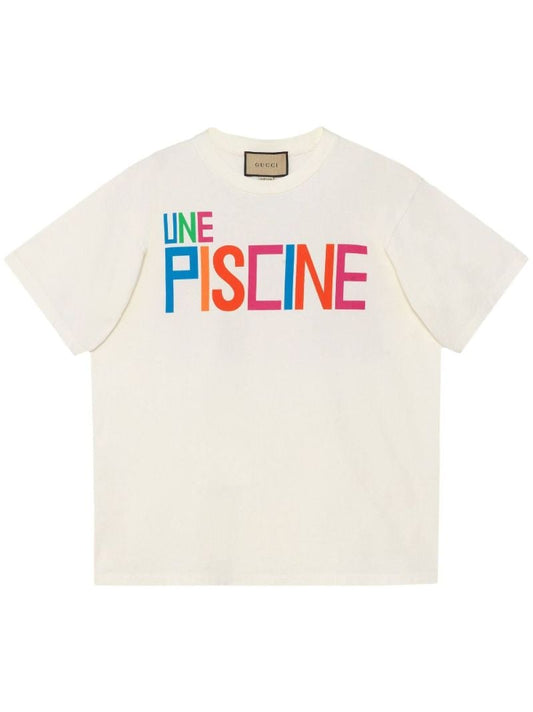 White Slogan-print Cotton T-shirt