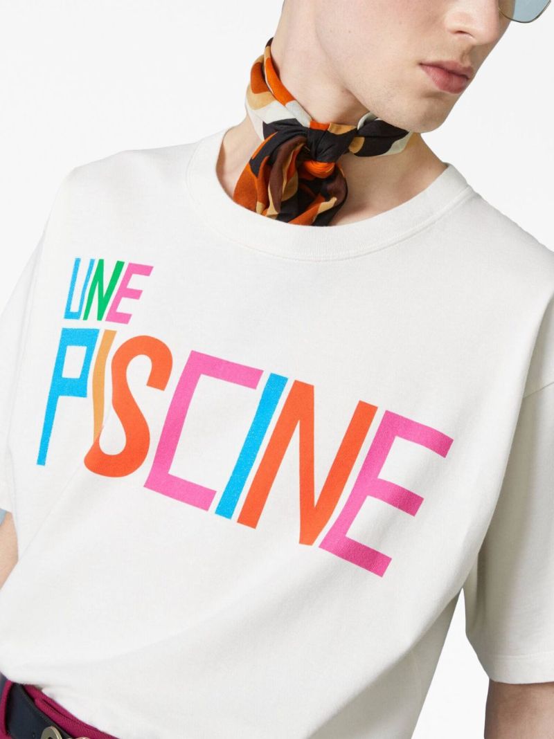 White Slogan-print Cotton T-shirt
