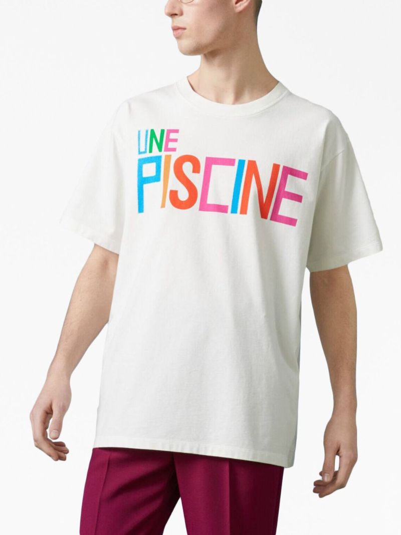 White Slogan-print Cotton T-shirt